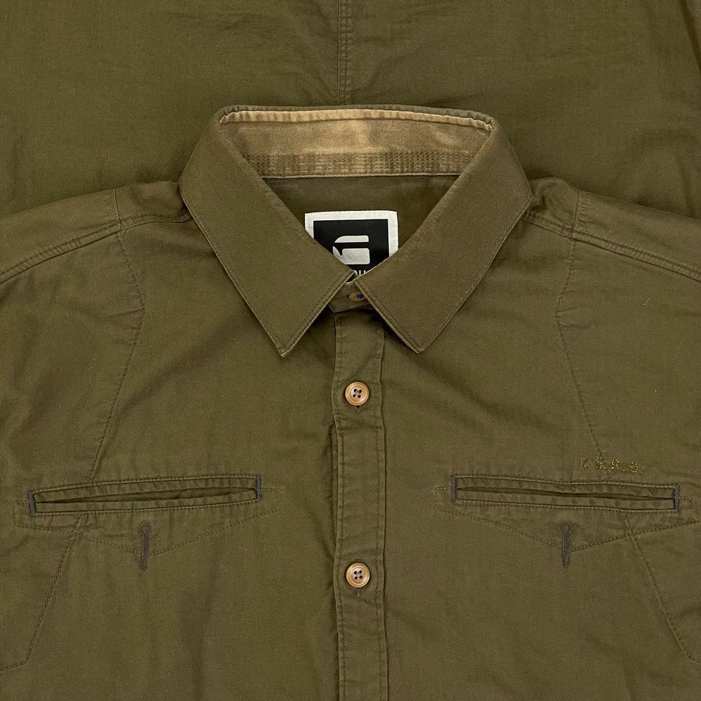 G-Star Raw Shirt Mens Large Olive Green Magnum Comfort L/S Button
